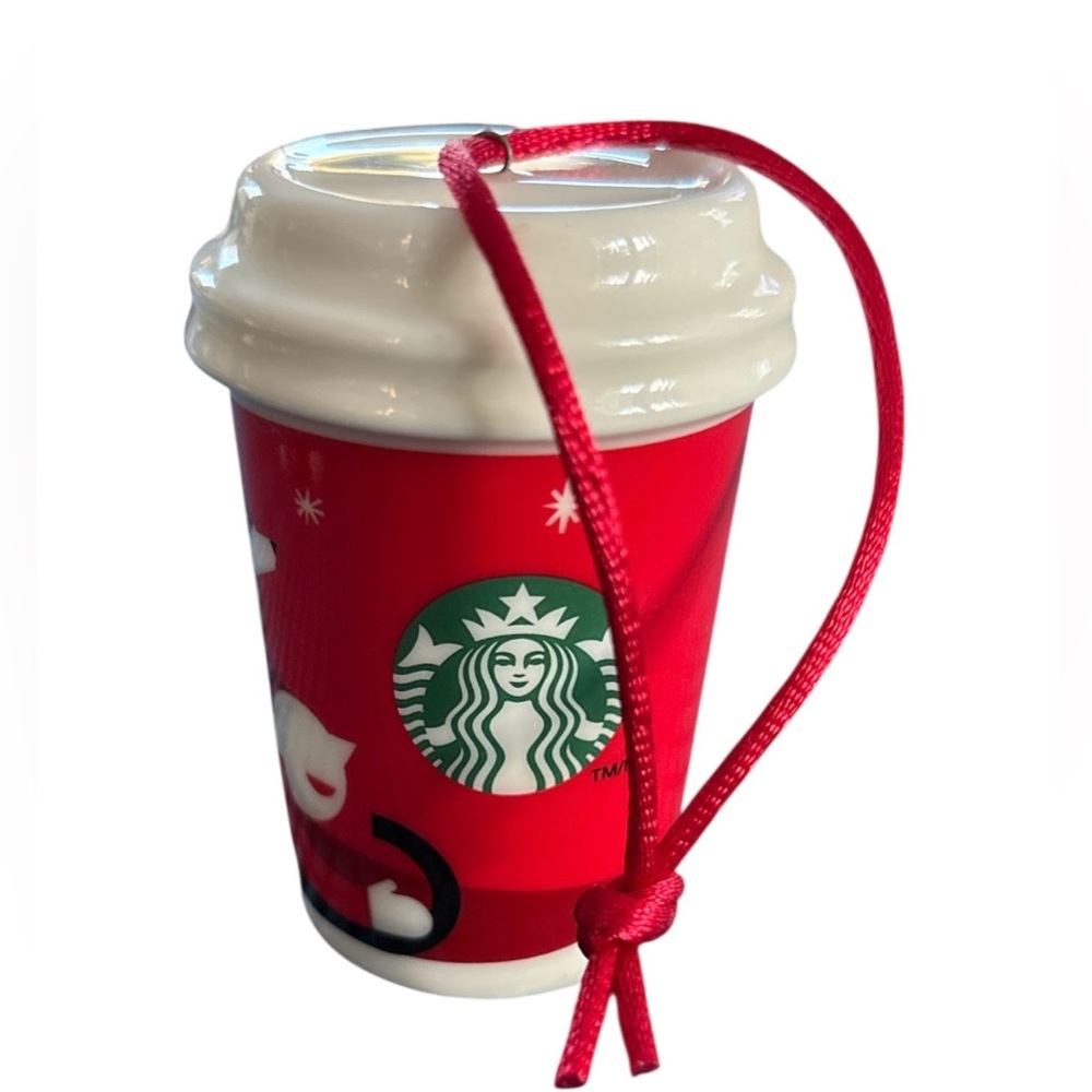 Starbucks Holiday Ornament 2011 Ceramic To Go Mini Tumbler Cup 2.5" Christmas